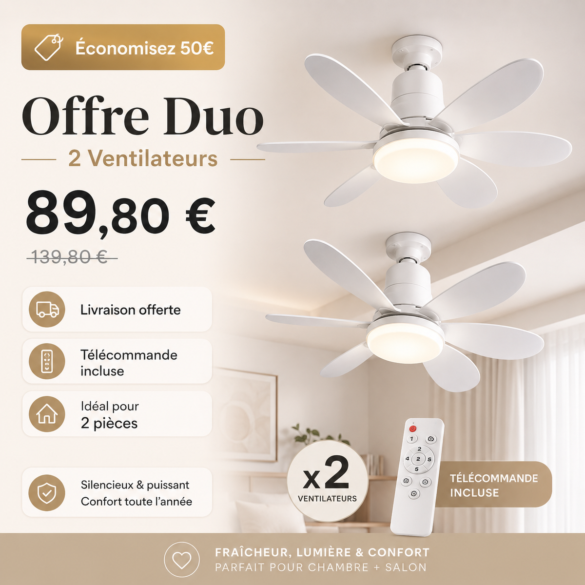 Votre pièce plus fraîche en 2 minutes, sans travaux ni climatisation